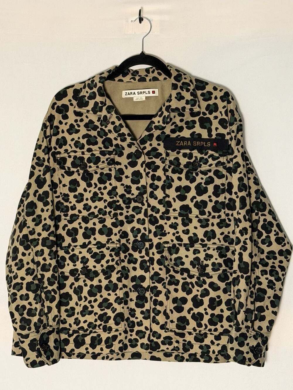 ZARA SRPLS Women’s Medium Leopard Camouflage Cotton Field Jacket Shacket Spain